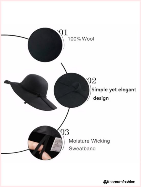 100% Wool Foldable Wide Brim Fedora Floppy Felt Bowler Hat